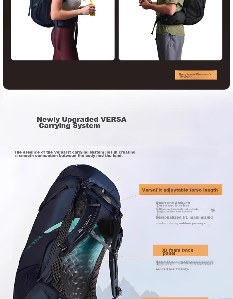 GREGORY Stout Jinshi Outdoor Professional Hiking Mountaineering Backpack Men Heavy Load 2024 New 35L Forest Black 4