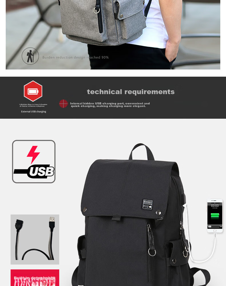 HALFEEL Backpack for Men, Large Capacity Business Travel Laptop Backpack for Middle School, High School And College Students 13