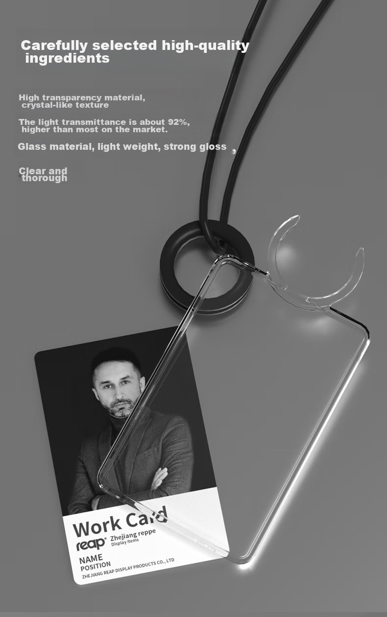 Reap Work Badge Holder with Lanyard, Card Holder for Employee ID Cards, Meal Cards, Bus Cards, Access Control Cards, Name Tag, Chest Badge, Transparent Work Card, Horizontal Style White 7126 - 1 Piece 3