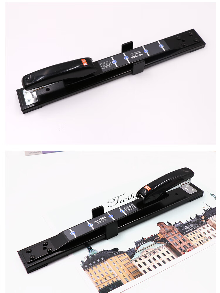 MAX Meikesi HD-10DB Low-Effort Center-Bolt Long-Arm Stapler, Office And Financial Medium-Sized Stapler, Can Staple 2-25 Pages, Black 4