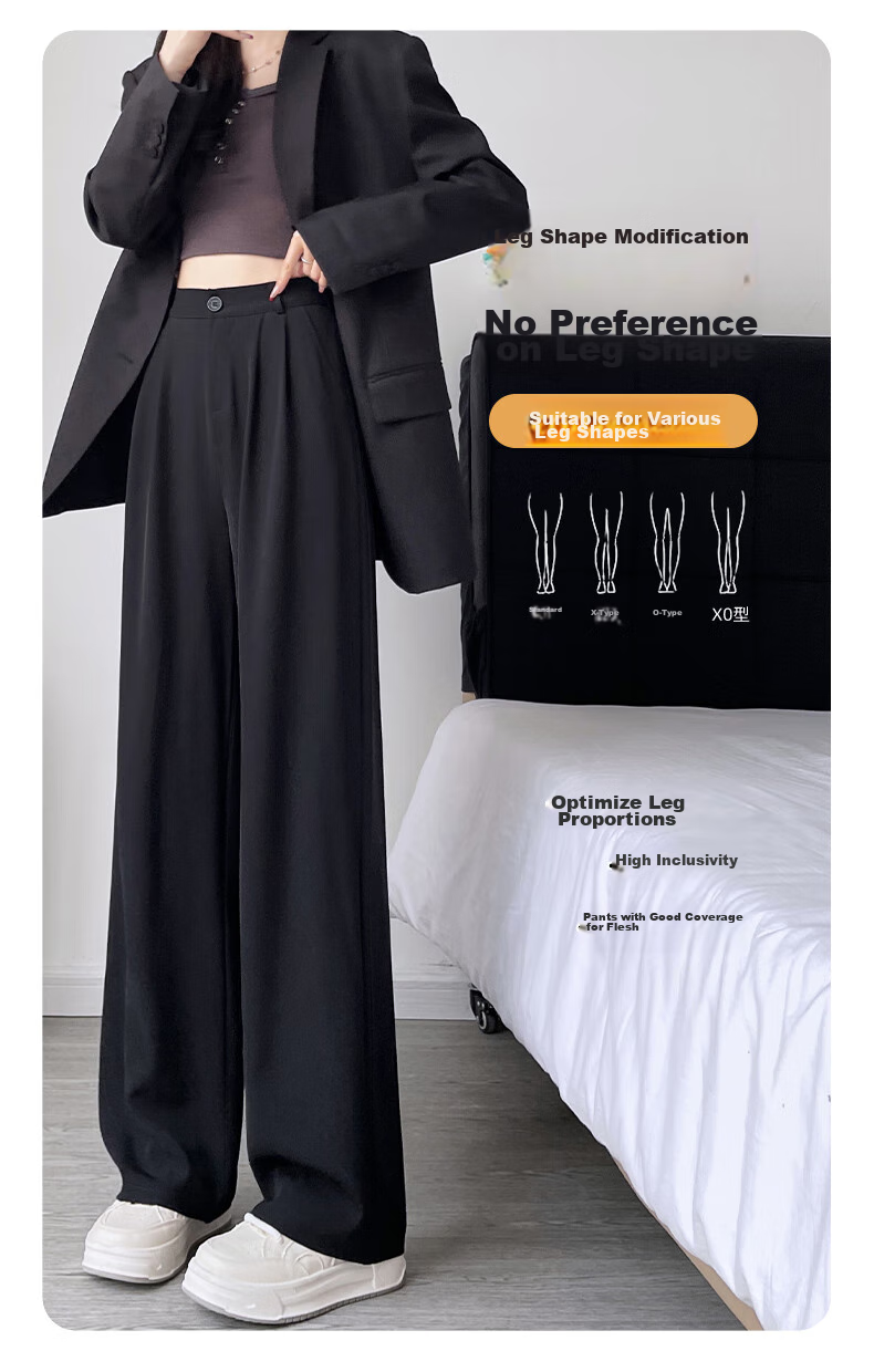 FitonTon Casual Dress Pants for Women, Autumn And Winter Style, 2025 Fashion Versatile Straight-Leg Pants, High-Waisted Draping Slimming Wide-Leg Trousers 2
