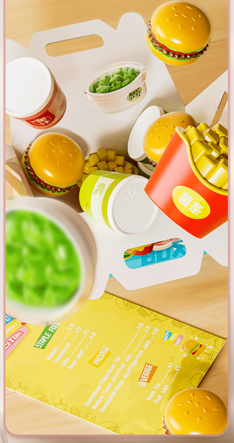 Kakabeier [Voice Interaction/One-Button Meal Serving] Children's Toy Role-Play Kitchen Realistic Supermarket Cash Register Convenience Store 9