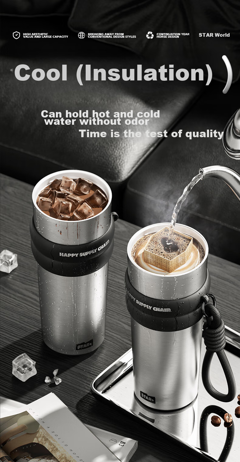 Shidajia Insulated Mug, Large Capacity Water Bottle for Men And Women, Premium Business Tumbler with Straw, 316 Stainless Steel Car Cup 4