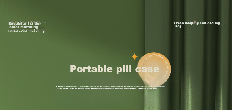 Baicaoyuan Portable Pill Organizer, Weekly Dosing Box, Seven-Day Travel Pill Dispenser, Personal Medicine Container, Sealed Moisture-Proof Large Capacity 3