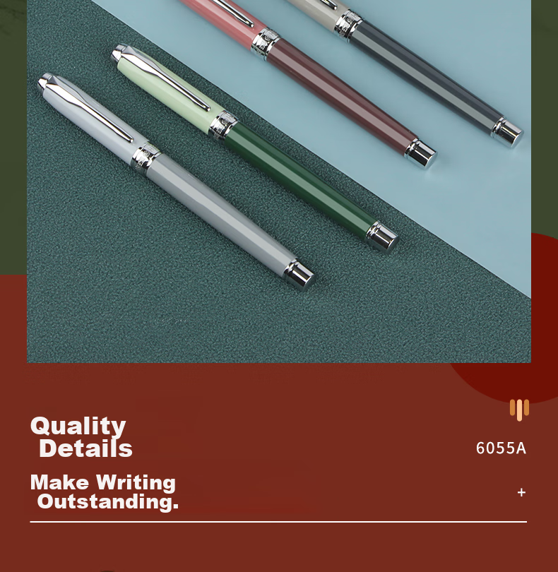 HERO Fountain Pen, Gift Box Morandi Contrasting Color Iridium Gold Fountain Pen, Business Office Neutral Signature Pen Ink Set, Twilight Green Glossy Finish 4