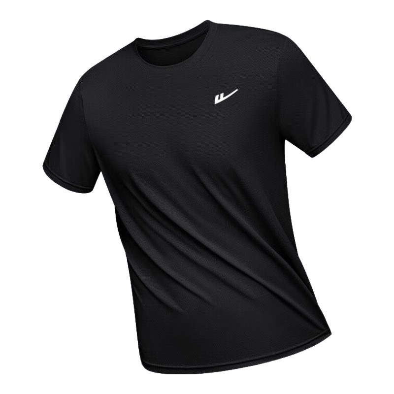 Warrior Short-Sleeve Men's Summer Outdoor Sports Sun Protection T-Shirt, Cool And Breathable Ice Silk Quick-Dry Tee, Black, 4XL