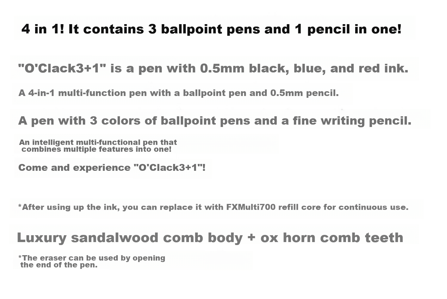Monami Four-In Multifunctional Pen Set: Three-Color Ballpoint Pens + Mechanical Pencil 0.5mm Multi-Color Retractable Gel Pens for Note-Taking, White Barrel 01070-247 5