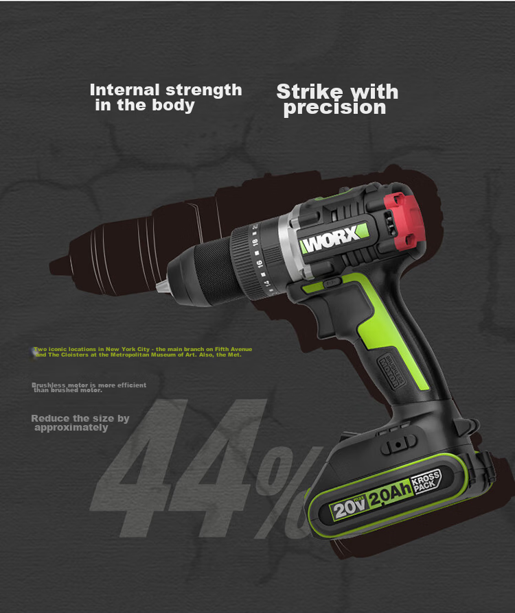 WORX 20V Brushless Impact Drill WU369.1 (Single Battery), Electric Drill with Lithium Battery, Pistol Drill for Home Use, Wall Drilling 11