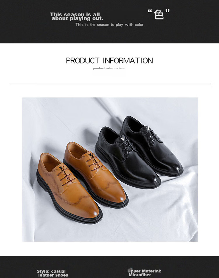 PLAYBOY Leather Shoes for Men, Spring/summer 2026 Formal Business Casual Shoes, Fashionable Lightweight Footwear for Men, Black, Size 39 3