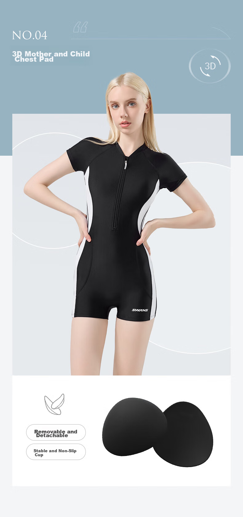 SWANS Women's Swimsuit, Hot Spring Tummy Control Conservative One-Piece Professional Swimming Slimming Beach Sun Protection Quick-Dry Swimwear, Size L 6