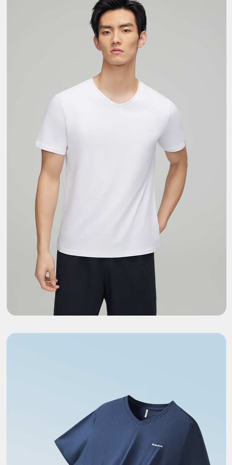 HLA Men's Short-Sleeve T-Shirt, V-Neck, 100% Pure Cotton, Comfortable, Breathable, Thin, Basic Undershirt, 2-Pack 3
