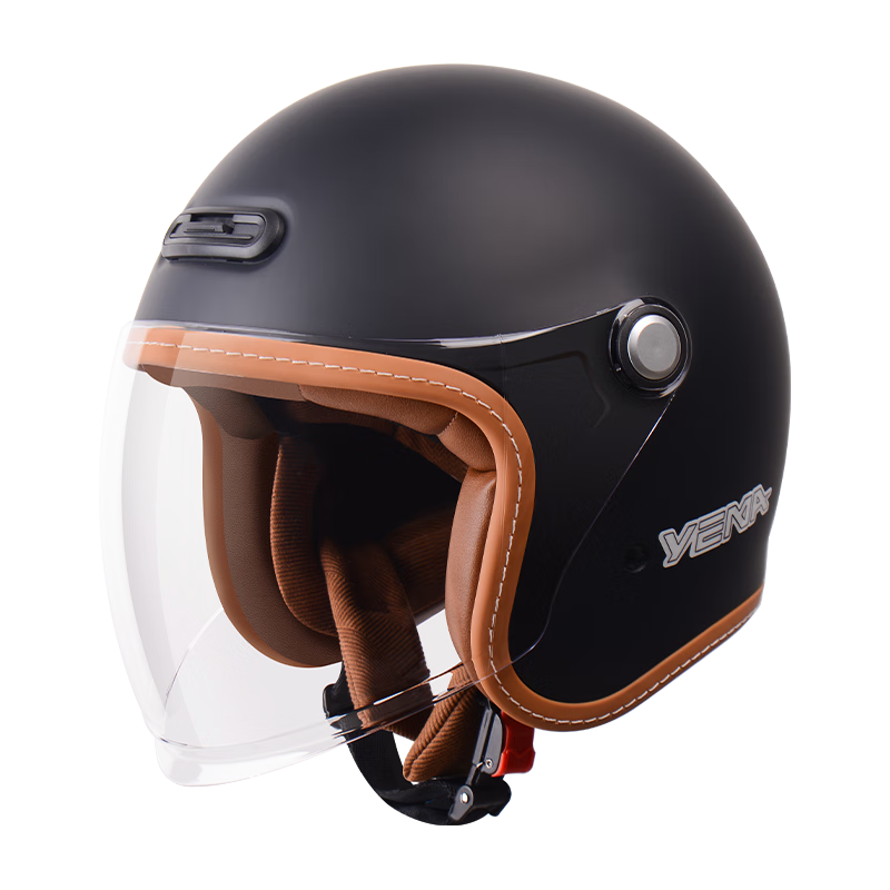 YEMA 3C Certified New National Standard Unisex Winter Warm Anti-Fog Motorcycle Helmet Electric Vehicle 3/4 Helmet 657S Pia Black with Clear Lens + Anti-Fog Sticker