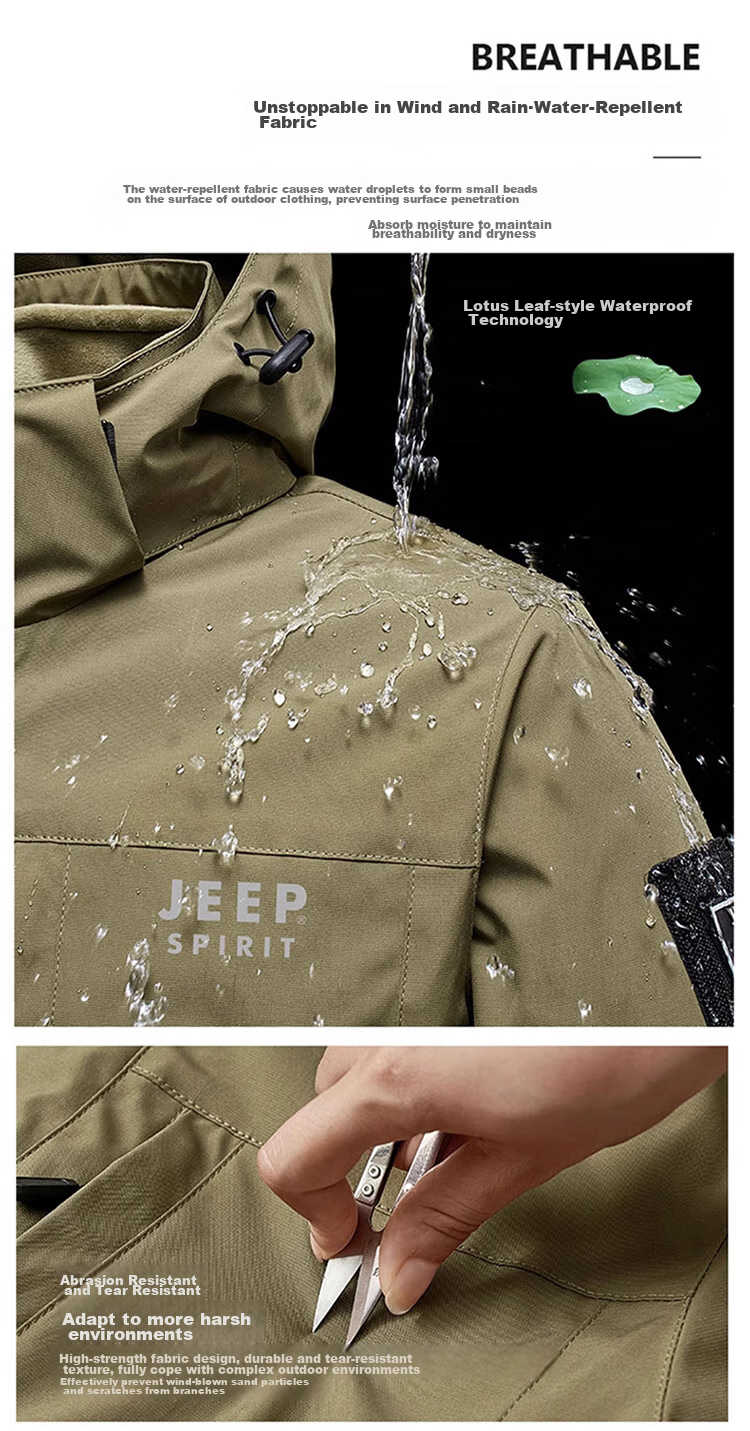 JEEP SPIRIT Men's Three-In Jacket, Autumn And Winter Casual Loose-Fitting Hooded Workwear Coat for Me 4
