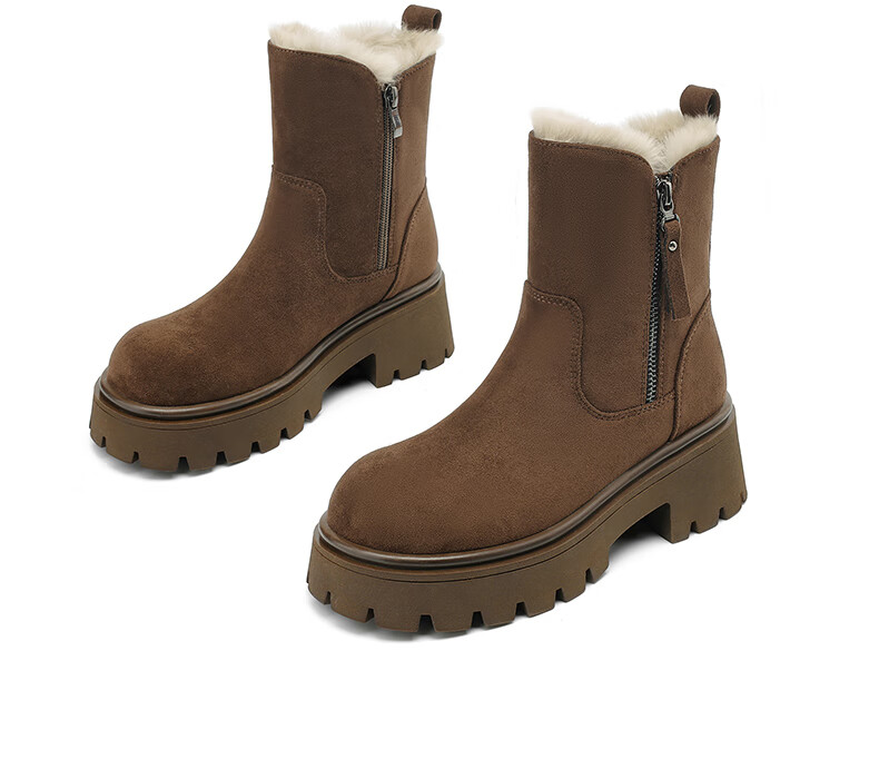 Daphne Women's Snow Boots Fleece Lined Thickened Northeast Cotton Shoes Thick Sole Ankle Boots Brown 37 4023608073 11