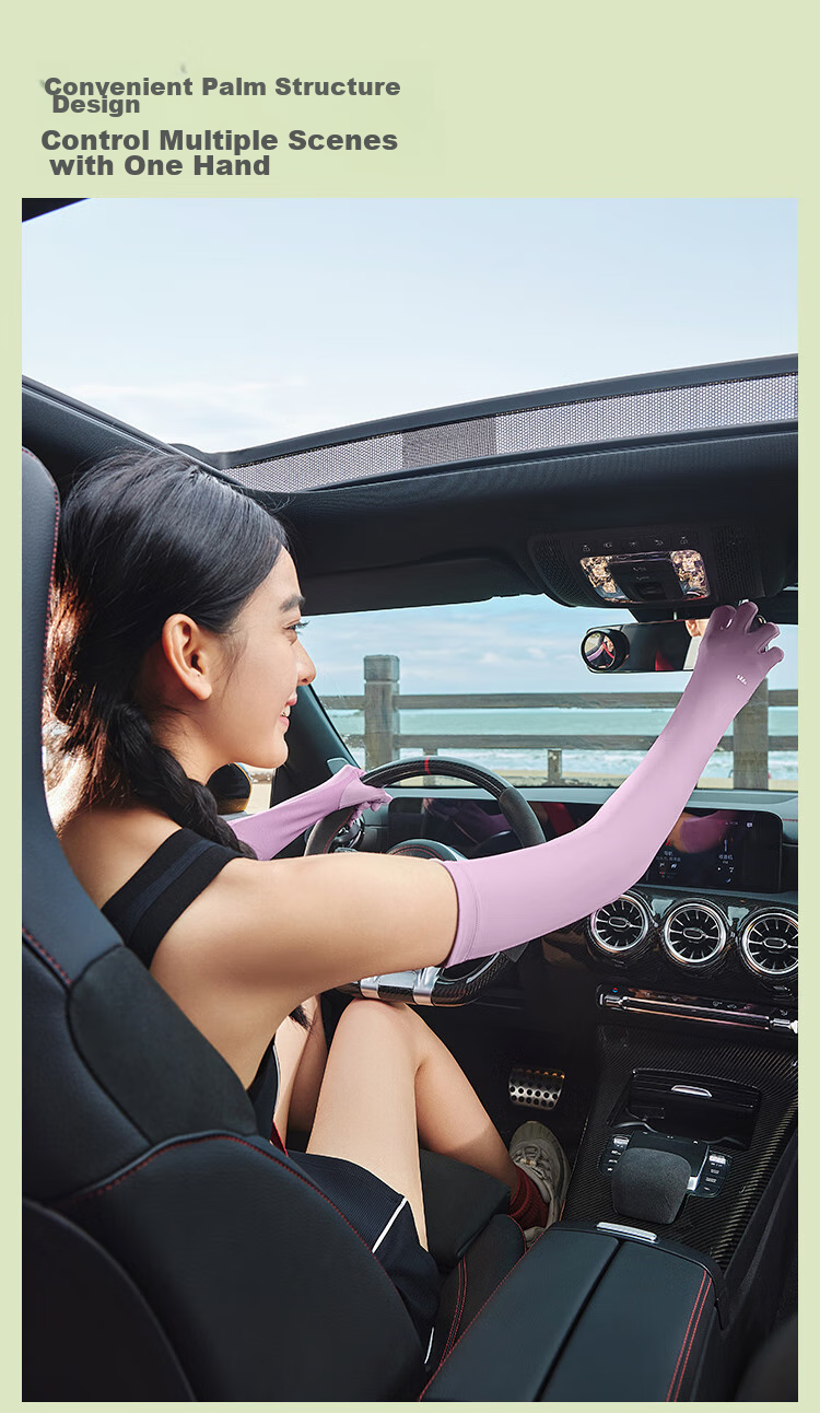 Beneunder Sunscreen Arm Sleeves Ice Silk Cooling UV Protection Gloves for Women Long Arm Sun Protection Driving Mountain Gray 13