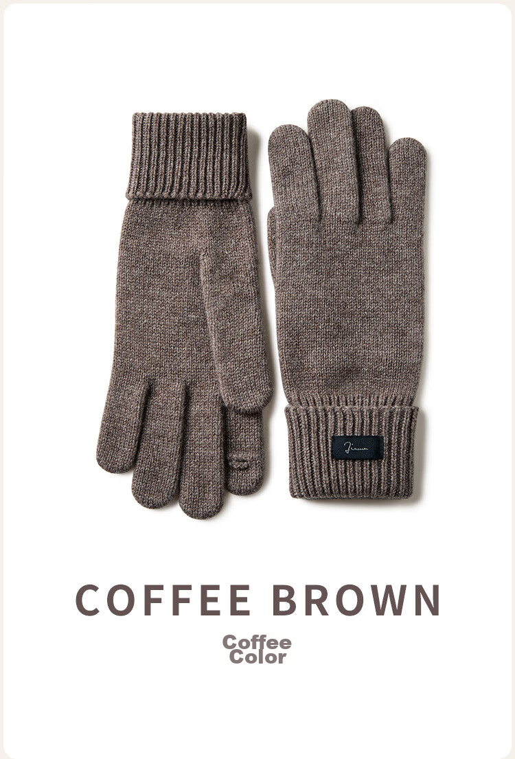 JIUMU 100% Wool Warm Gloves for Men, Winter Thickened Cold-Proof Touchscreen Compatible Knitted Woolen Gloves 14