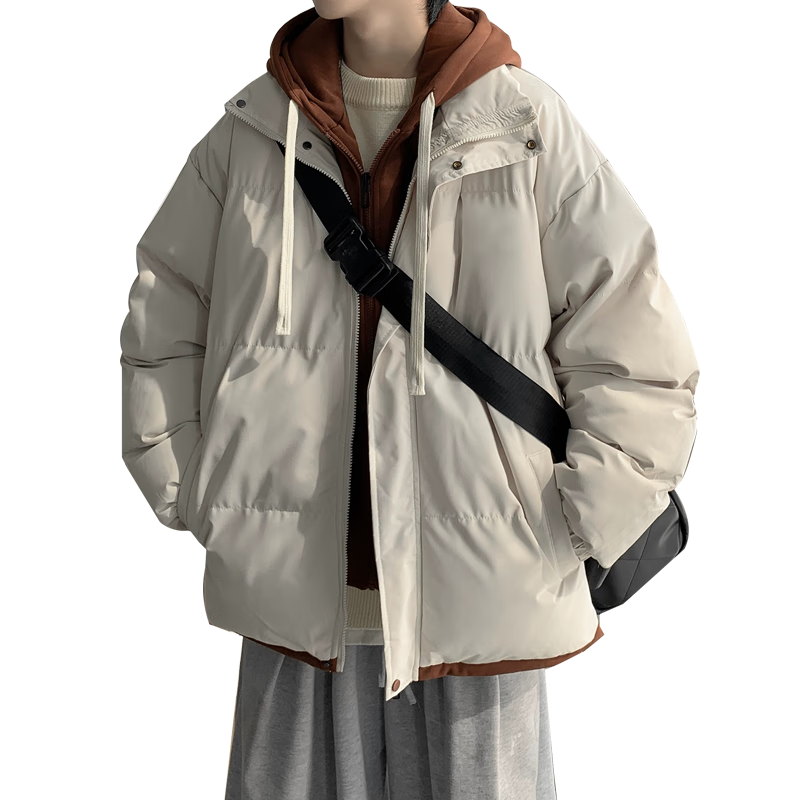Colombass Men's 2025 Winter Trendy Short Thickened Down Jacket Two-in-One Style Loose Couple Winter Coat