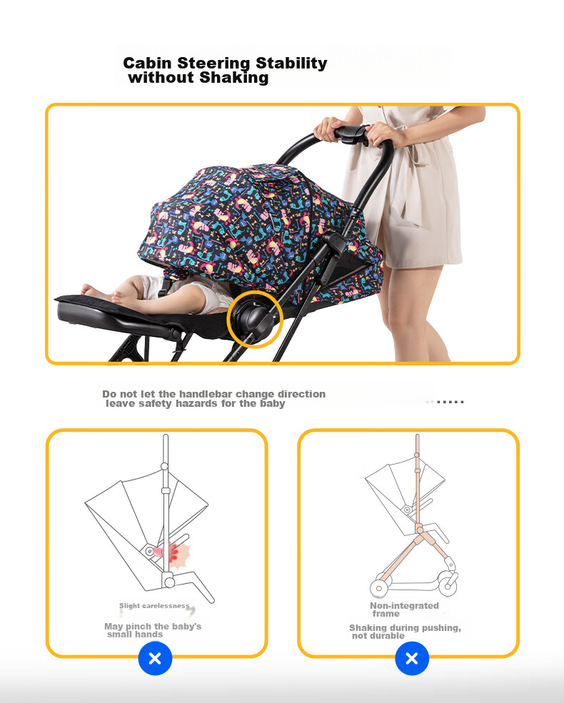 Elittile Stroller for Infants 0-3 Years Old, Foldable, Reclining, Reversible, High Landscape View, Perfect for Taking Babies Out, Dream5 Model 1