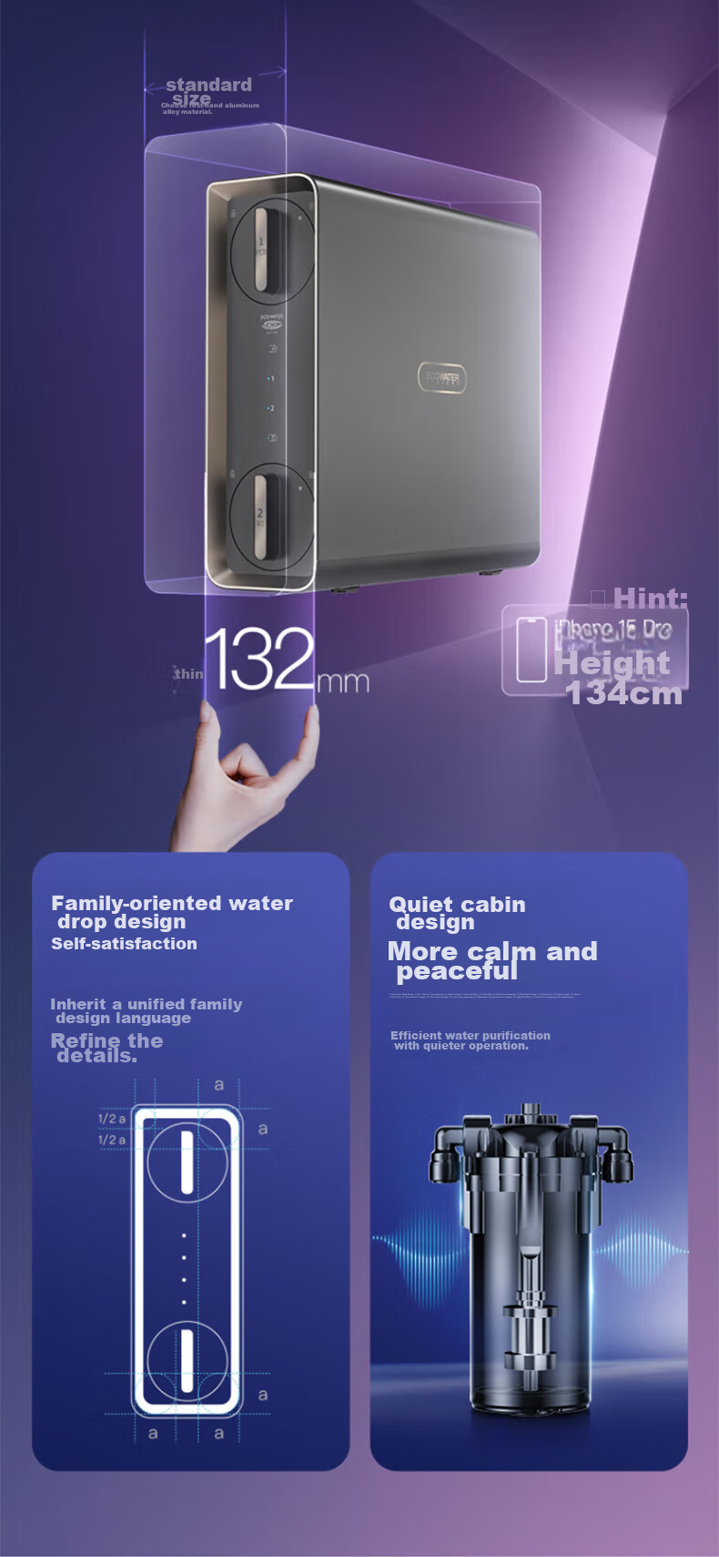 ECOWATER Water Purifier, Mercury PRO Under-Sink Home Direct Drinking 1000G Water Purification System, Long-Lasting RO Reverse Osmosis Smart Display, Zero Stagnant Water, Baby-Friendly High-Quality Sterilizing Household Appliance with Subsidy ERO185-2 6