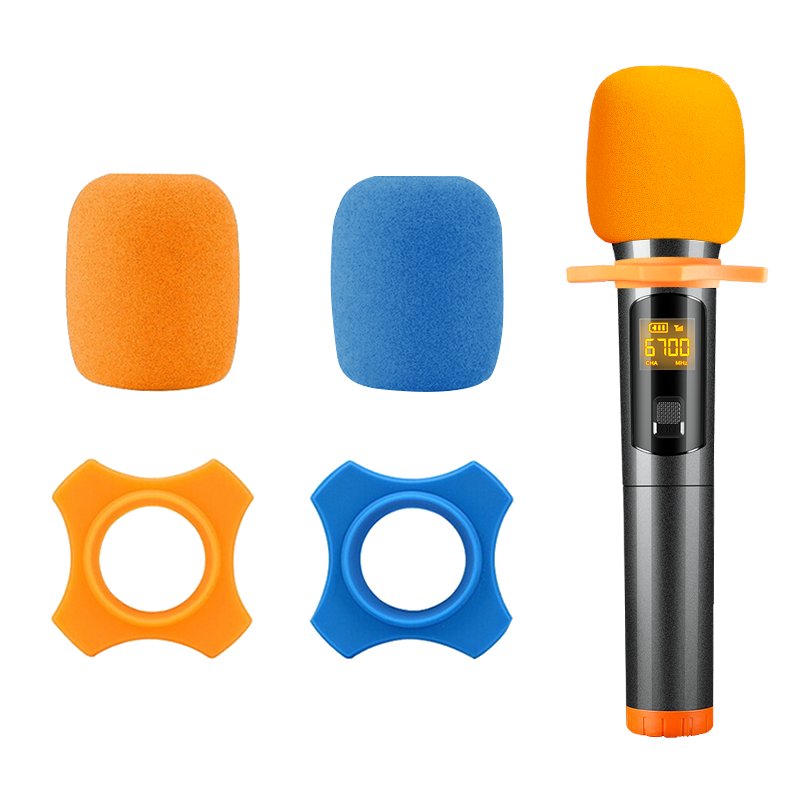 SAST Double Microphone Cap Anti-Slip Ring, Microphone Protective Cover, Foam Microphone Spray Shield, Anti-Slip Ring, Drop-Resistant, KTV Mic Case, Thickened Foam, Specialized Protective Accessories for Microphones