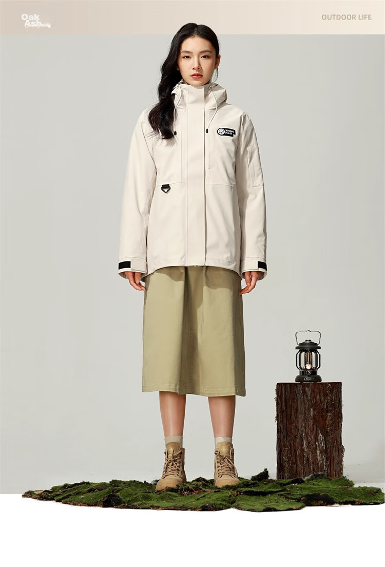 CAMEL [Panda Series] Outdoor Jacket Three-In Mountaineering Suit 31155 Oak Gray, Women's XXL 34