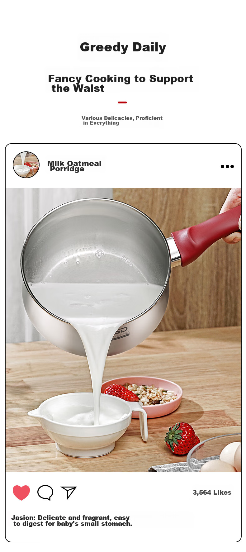 ASD Milk Pot, 316L Stainless Steel, 18CM Thickened Baby Food Pot, Compatible with Gas And Induction Stoves, NS18B5WG 13