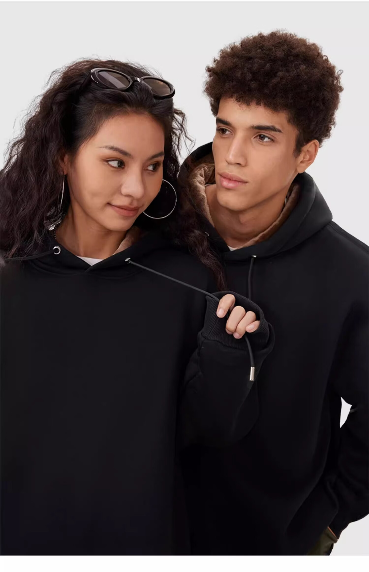 GENIOLAMODE Fleece-Lined Sweatshirt for Men, Winter Thick Warm Casual Loose Hoodie Pullover Trendy for Teenagers, Black, Size L 3