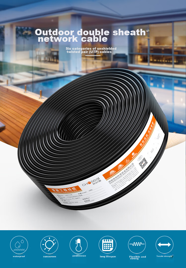 CHOOSEAL (CHOSEAL) Category 6 Gigabit Outdoor Ethernet Cable, Engineering Grade 0.57 Unshielded Pure Copper Twisted Pair, Outdoor Waterproof Wear-Resistant Sun-Proof Cold-Resistant, 50 Meters, LDN7727MT50 1