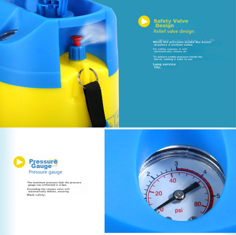 GUANNUODA Eye Wash Station, Dual-Port Portable Sprayer, Emergency Mobile Laboratory Industrial Use, 5L with Pressure Gauge 7