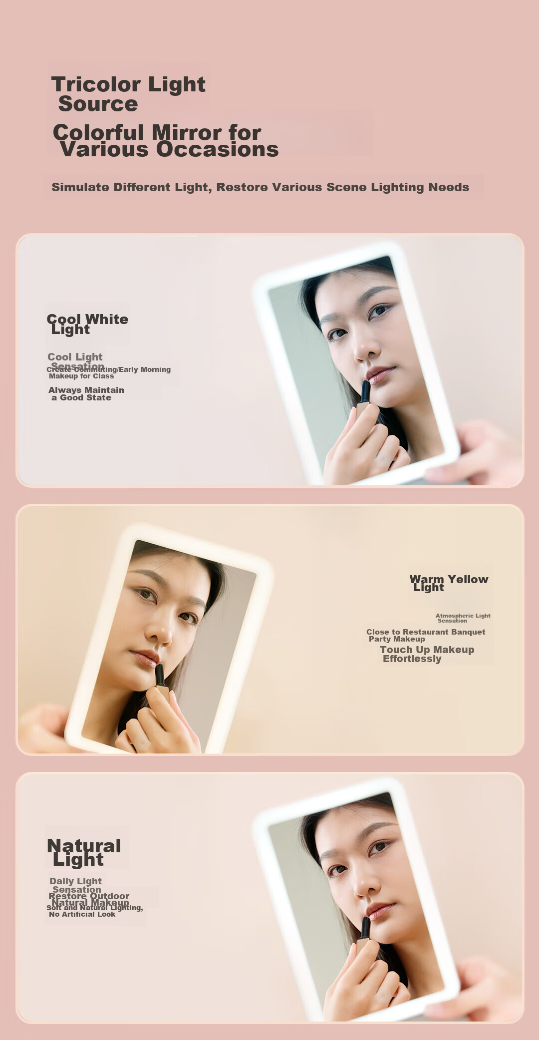 DOCOLAB Mirror Makeup Mirror with Light, Portable Folding Mirror, Desktop Vanity Mirror, Birthday Gift for Friends 5