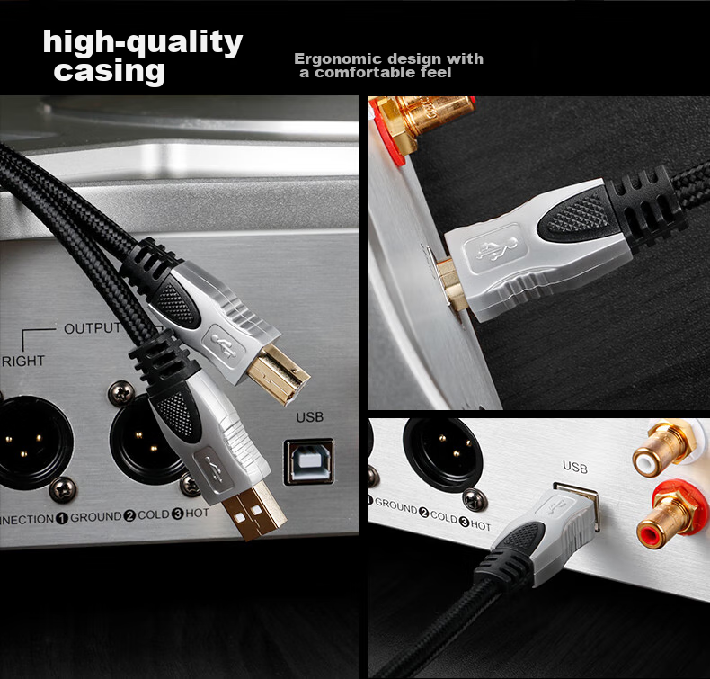 JIB High-Fidelity Audiophile USB Audio Cable A to B DAC Decoding Cable Version 2.0 Computer Sound Card Mixer Amplifier Speaker Connection Cable BB-110 Meter 13