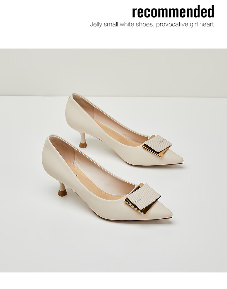 DAPHNE Elegant High Heels for Women, Pointed Toe, Stiletto, Shallow Mouth Pumps, Versatile Work Shoes 4623101023 Beige 36 20