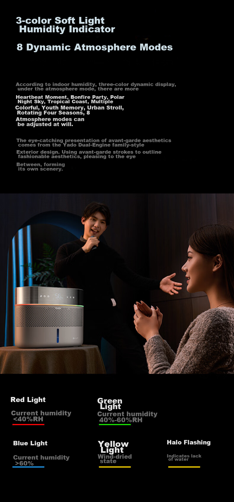 YADU Dual-Engine Mist-Free Humidifier for Bedroom, Home, Office, Mother And Baby Use, 1010ml Air Purification Large Capacity Humidifier SZ750-TJK800(Hi)Pro (HarmonyOS Compatible) 8