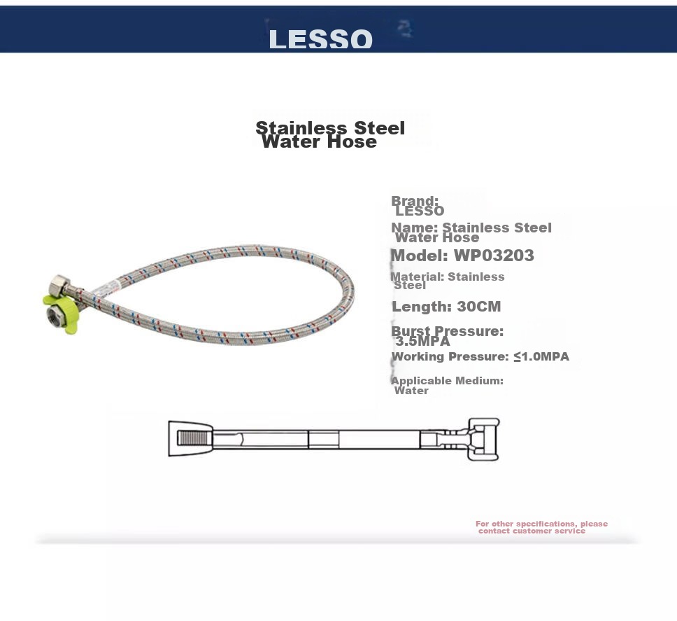 Liansu 4-Point Stainless Steel Braided Flexible Hose, Cold And Hot Water Compatible Metal Pipe for Water Heater, Toilet Tank Inlet Pipe, 50cm 10