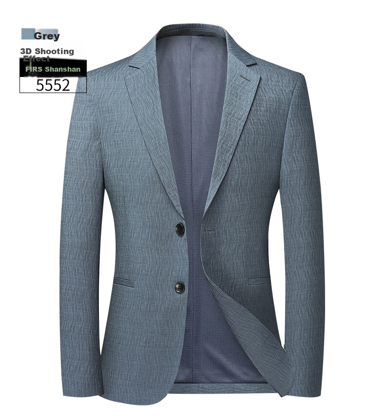 FIRS Easy-Care Men's Suit Jacket, Spring And Autumn New Style Simple Casual Blazer for Men, Blue, Size 170 12
