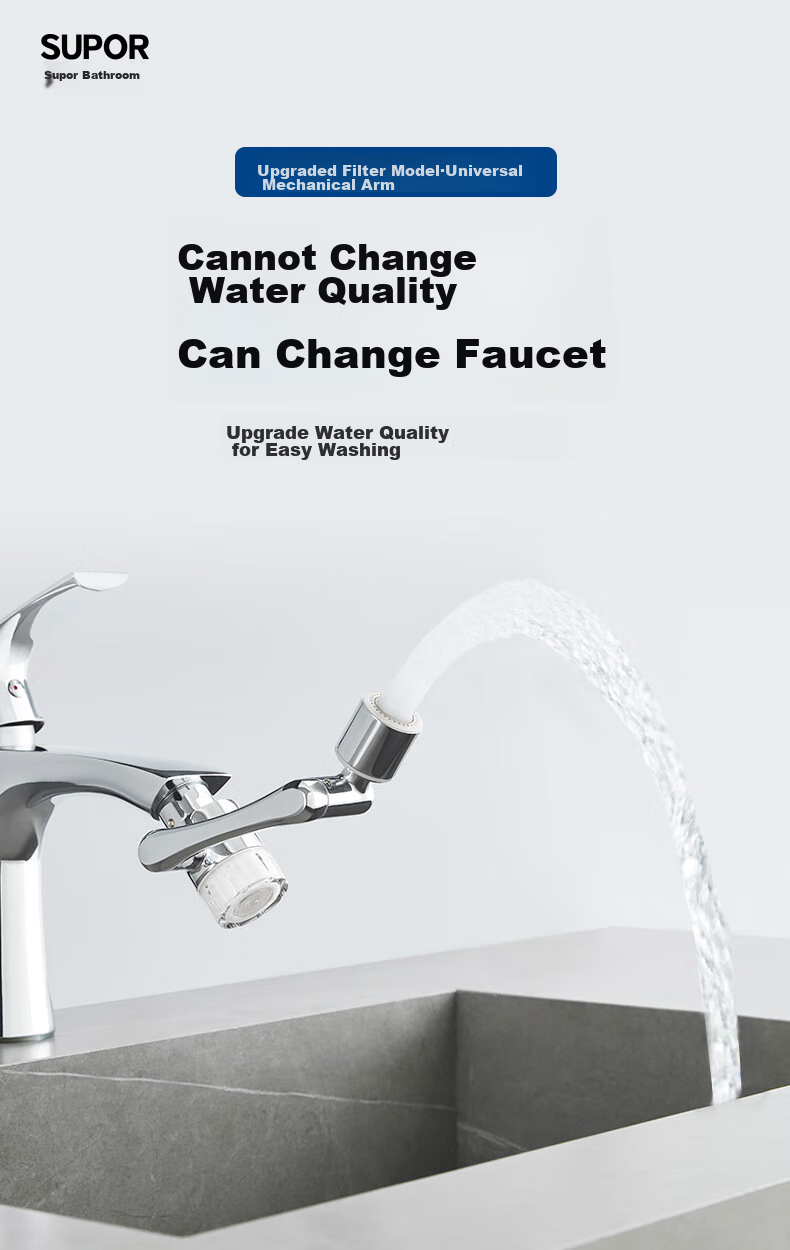 SUPOR Faucet Aerator, 1080 Filter Extender, Kitchen Sink Universal Rotating Splash-Proof Device, Mechanical Arm S 2