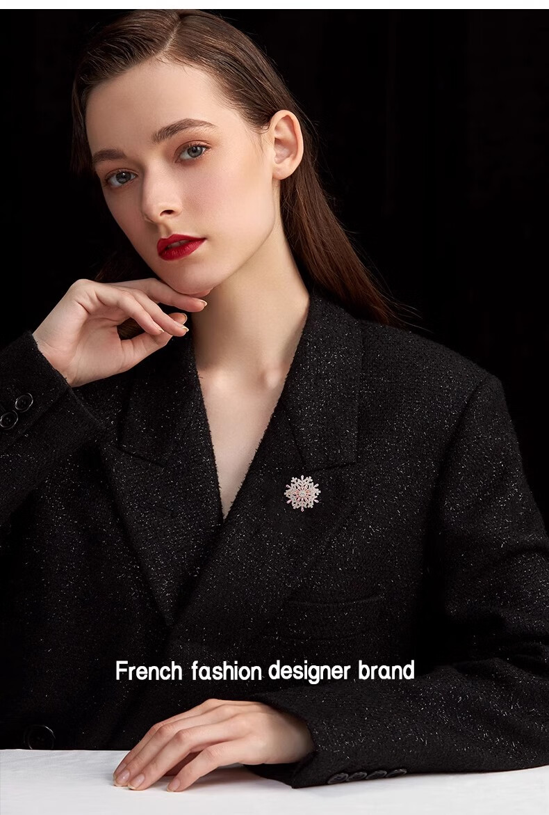Eternelle French Snowflake Series Simple Versatile Brooch, Elegant Pin, Cardigan Button, High-End Corsage, Birthday Gift 3
