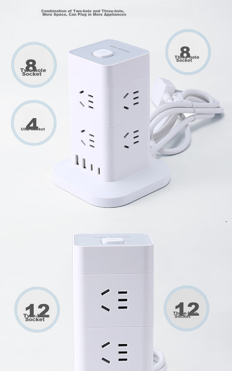 AIKEDUN Active Fire Extinguishing Floor Socket/power Strip/outlet Strip/power Board/extension Cord, 12 Outlets with Five Holes, USB+TYPE-C Master Control, 1.8m Overload Protectio 8
