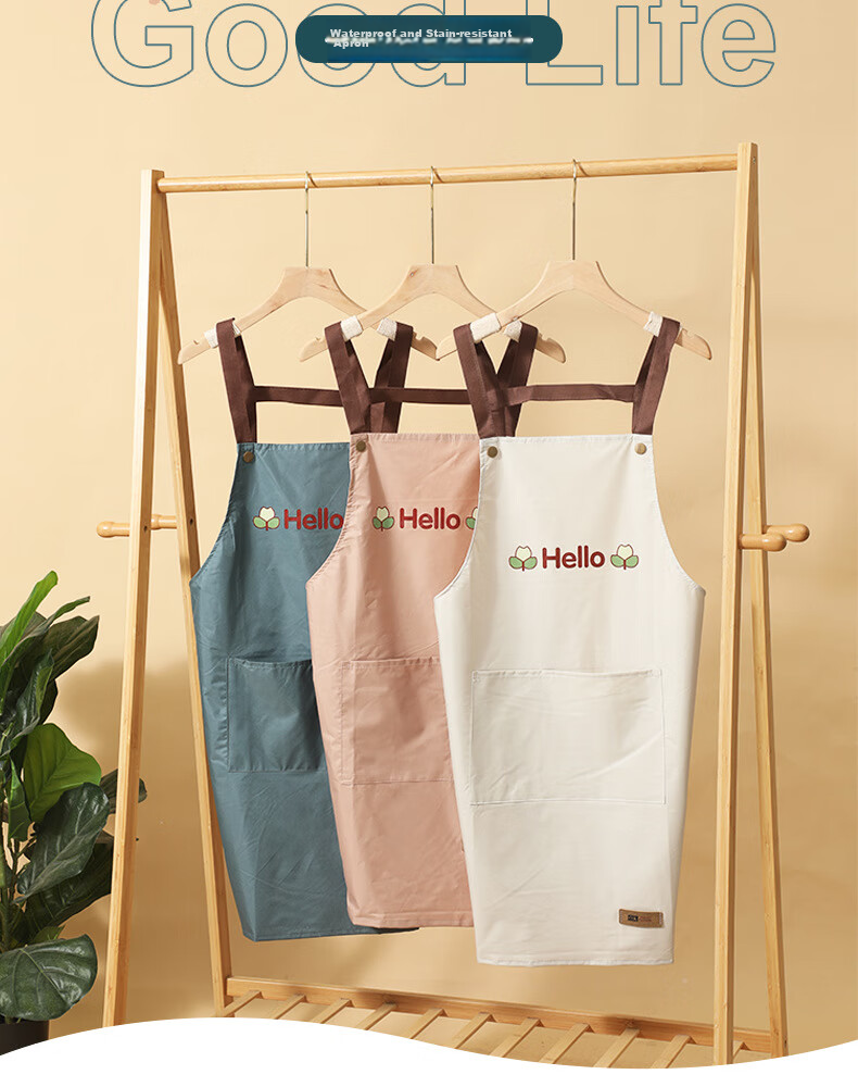 Guangduola Waterproof Apron, Kitchen Oil-Proof, Home Cooking, Sleeveless Workwear, Unisex for Men And Women, Household Cleaning, Pink 2