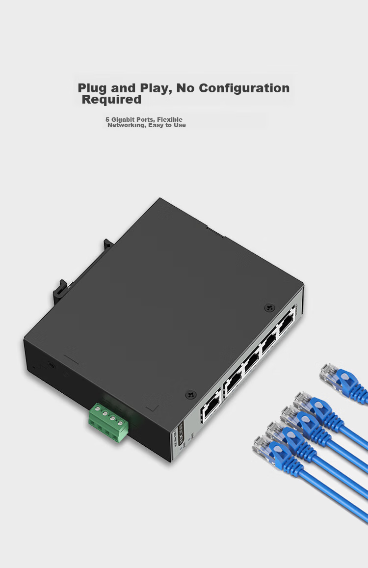 H3C 5-Port Gigabit Industrial Switch, Industrial-Grade Enterprise-Level Network Monitoring Splitter Hub Converter Rail-Mounted Wide Temperature IP41 Waterproof And Dustproof S5G-I 11