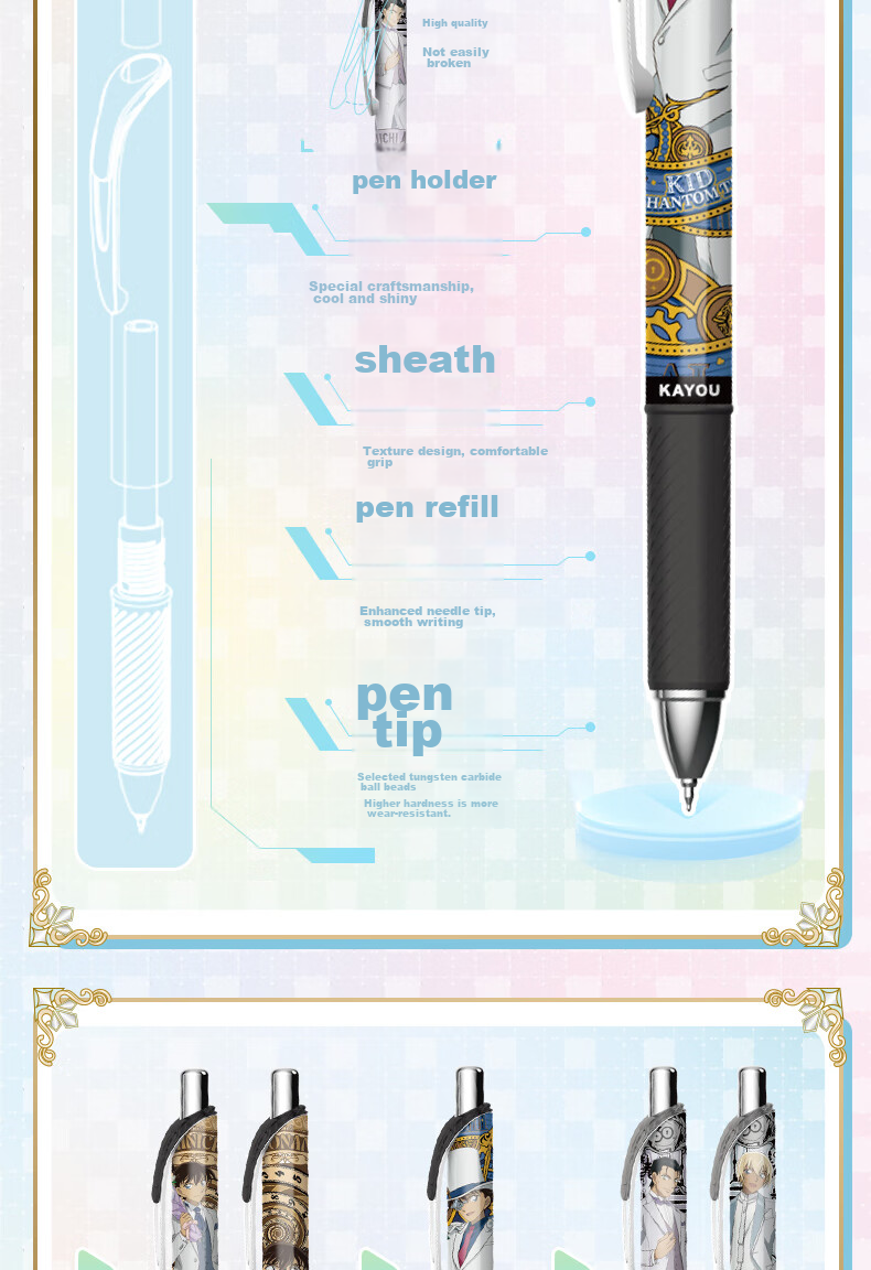 Kayou Detective Conan Neutral Pen Dawn Edition, 1 Piece Blind Box, Retractable Neutral Pen, Official Merchandise, Black Pen, Signature Pen, Student Exam Stationery, Birthday Gift 11