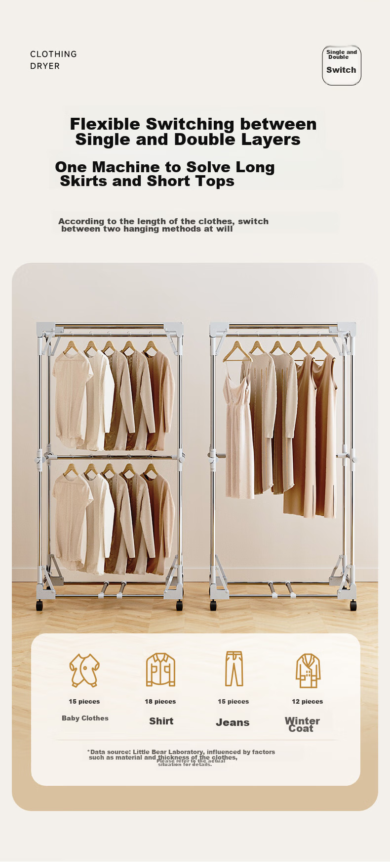 Bear Top Touch No-Bend Home Portable Foldable Clothes Dryer HGJ-E10T7 4