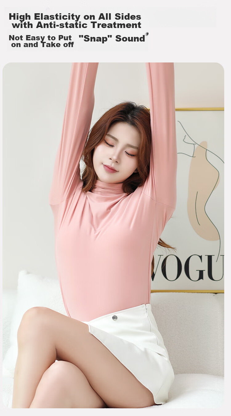 MiiOW Semi-Turtleneck Women's Base Layer Top, Spring And Autumn Inner Wear, Long-Sleeve Slim-Fit High-Elastic Base Underwear, Thin Autumn Top 14