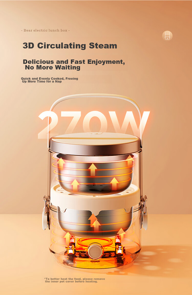 Bear Electric Lunch Box, Heated Lunch Box, Insulated Lunch Box with Heating Function, Portable Steaming And Cooking Food Device, Office Use, 1.5L Double-Layer Stainless Steel Inner Pot, Multifunctional DFH-C15D2 11