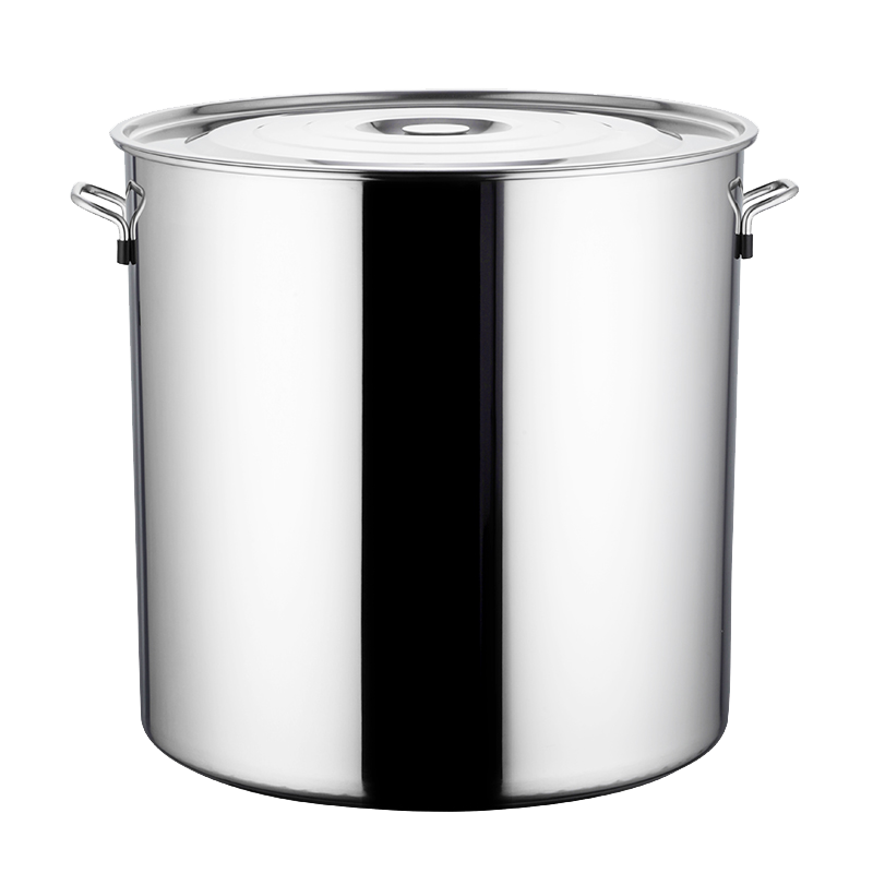 Quanshi Stainless Steel Bucket with Lid, Thick Soup Bucket, Large Water Storage Container, 35*35cm, Commercial Kitchen Utensil for Canteen, Hotel And Restaurant Use