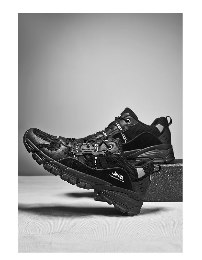 JEEP Hiking Shoes for Men, Outdoor Sports Shoes, Anti-Collision Wear-Resistant Shock-Absorbing Running Shoes, Non-Slip Mountaineering Boots for Men, Dark Blue, Size 42 17