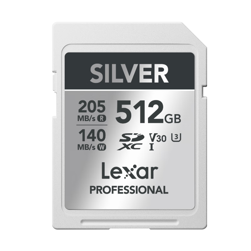 Lexar 512GB SD Memory Card U3 V30 High-Speed SD Card for Canon, Sony, Fuji, Nikon Cameras Read 205MB/s Write 140MB/s 4K Ultra HD Recording SD Silver Card