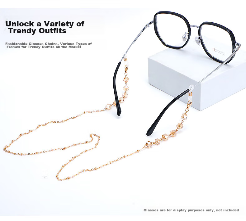 DRATRA Eyeglasses Chain for Women, Anti-Loss Beaded Necklace, Metal Strap, Neck Hanging Rope for Glasses, Sunglasses Chain, Fashion Accessory 12