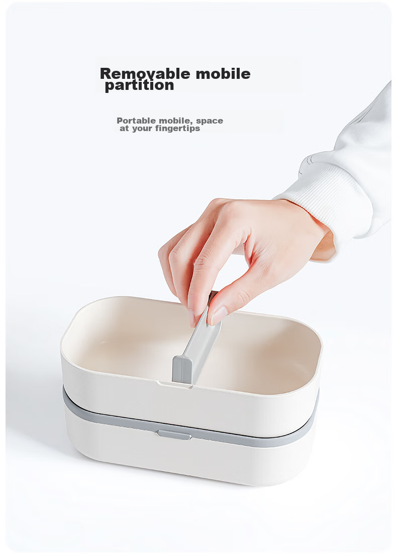 CAMUZ Bamboo Fiber Pro Double-Layer Lunch Box Bento Box, Japanese Style, Microwave Safe, 1200ML, White And Black, 3-Piece Set 16