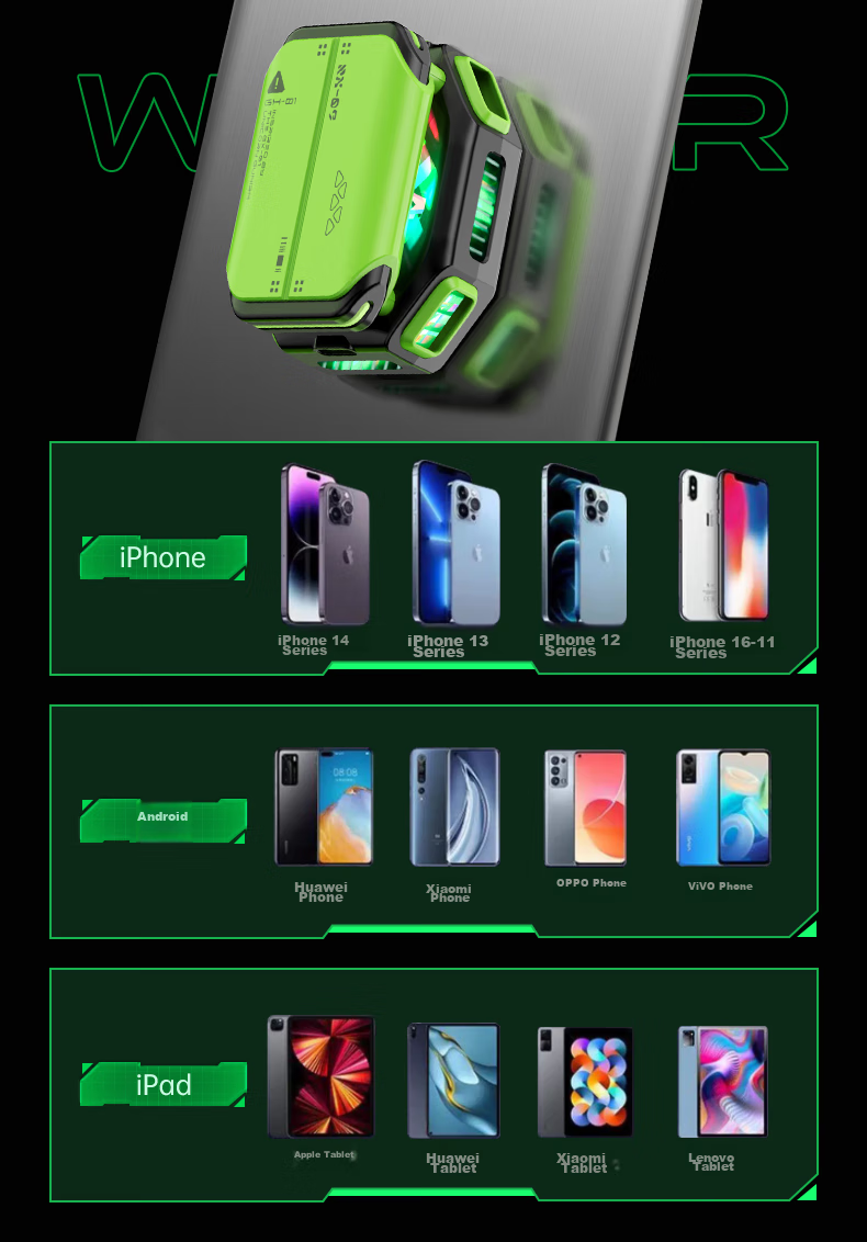 WITGOER [External Battery | No Plugging Required] Phone Cooling Pad, Magnetic Back Clip for Gaming, Ice-Cold Live Streaming Semiconductor Cooling, Suitable for Apple Iqoo 33